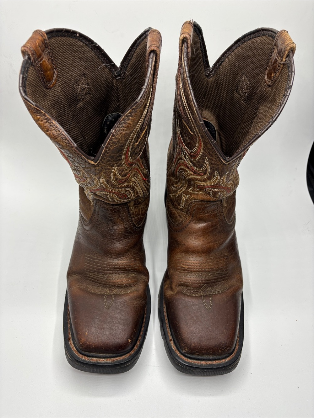 Justin Men’s Size 9EE Brown Leather Pull-On Western Work Boot Square Soft Toe